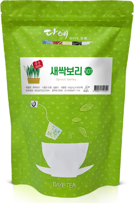 [본사직영] 다예 100%국산 맛있는 새싹보리차 생분해 삼각티백, 1개, 50g, 50개입