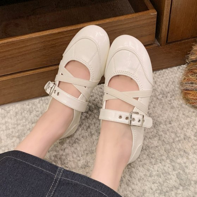 슈뿐 여성 스니커리나 더블 스트랩 메리제인 플랫슈즈 발레코어 스니커즈