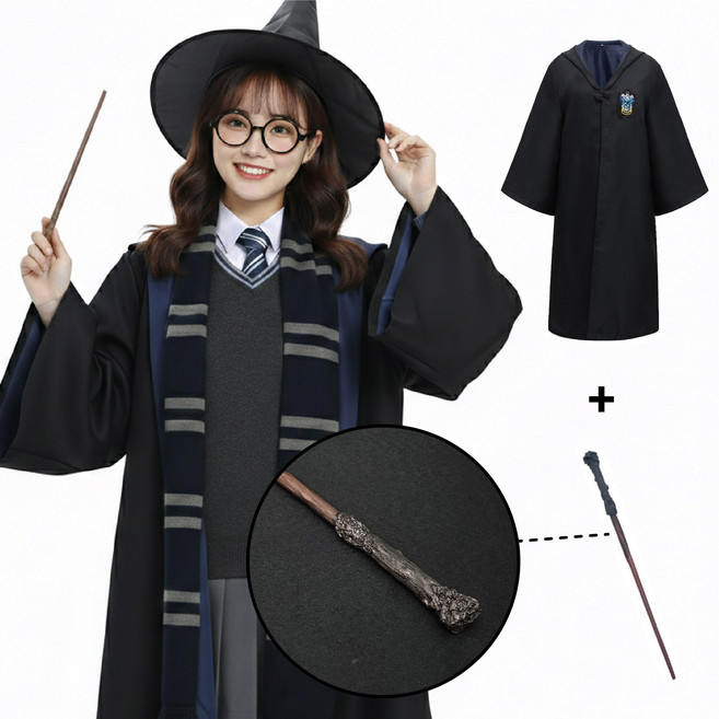 [청춘교복] 고퀄리티 해리포터 지팡이 2종세트 로브+지팡이 코스프레 할로윈 마법사 졸사 졸업사진