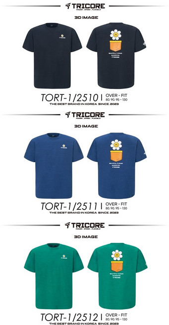 [Tricore] 트리코어 2025 신상티셔츠 오버핏티셔츠 TORT-1/2510(BK)&TROT-1/2511(NY)&TORT-1/2512(GN) 배드민턴&탁구&스포츠&라온스포츠