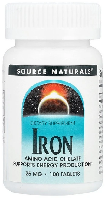 소스 내추럴스 Source Naturals 철분 25mg 100정122336원산지:기타, 1 - 쿠팡