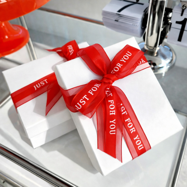 라온디 레터링 선물 포장 리본, 2개, 레드