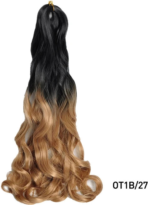 프렌치 컬 브레이드 헤어 14 합성 나선형 여성용 익스텐션 Pre Stretched Loose Wave Braiding Hair, 01 14inches 75g, 03 1Pcs, 28 ot 1b 27