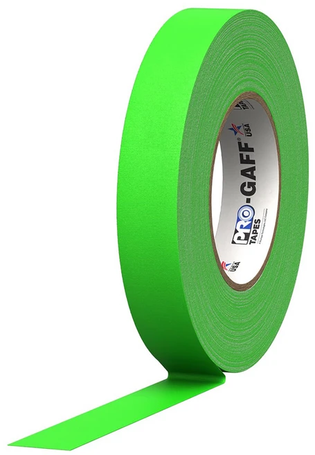 PRO GAFFER TAPE 끈적임 없는 1인치 프로게퍼테이프 (폭24mm x 길이23m), 1개, 형광그린/G125MFLGRN - 쿠팡