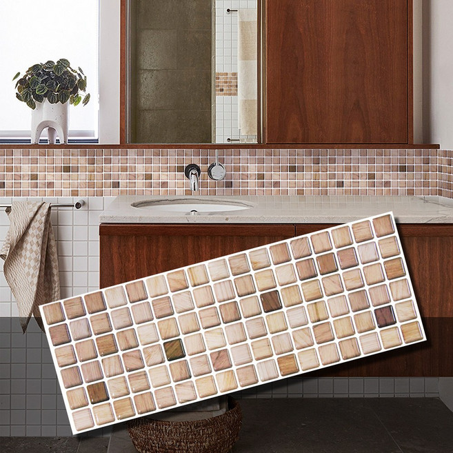 유니디자인 보스타일 인테리어 알루미늄 모자이크 타일시트지, 55 월넛