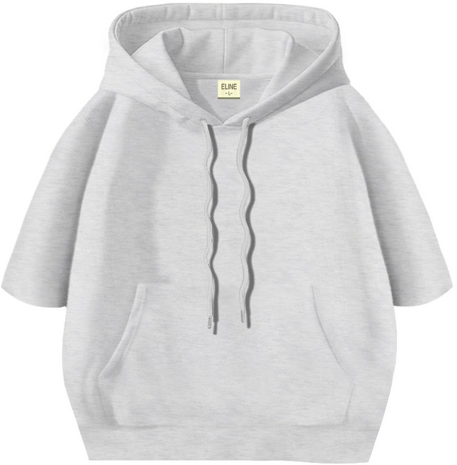 이라인 국산 반팔 후드티 오버핏 빅사이즈(~2XL) 남녀공용 루즈핏 특양면 무지