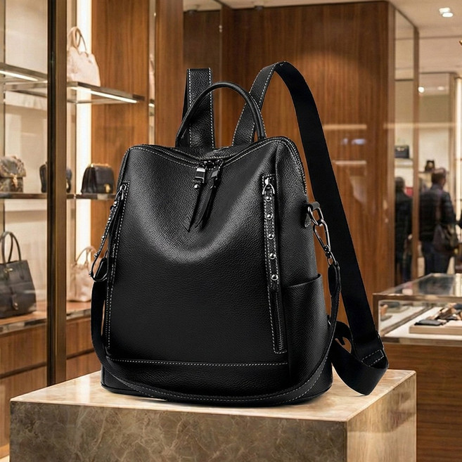 엘다르 필로 천연 소가죽 백팩 (블랙) 소가죽 가방 소가죽백