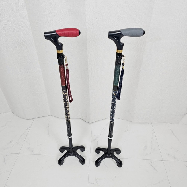 아이온 노인 사발지팡이 네발 4발 다족 환자용 편마비 비나띠 카본 의료기상사 노인 장기요양 복지용구 실버용품 요양등급, 1개, 레드, 일반구매