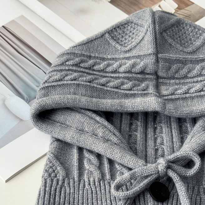 Willdi design 連帽針織圍脖 巴拉克拉法帽 麻花編織護耳保暖毛帽