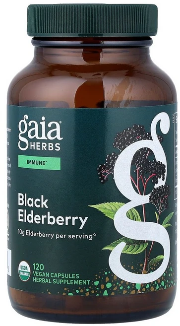 가이아 허브 Gaia Herbs 아세로라 함유 블랙 엘더베리 베지 캡슐 120정, 기본, 1개 - 쿠팡