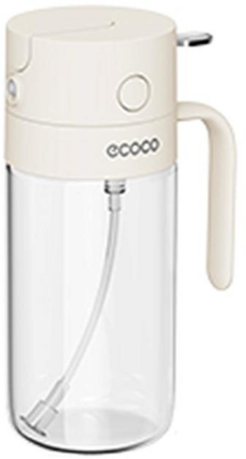 ecoco一鍵按壓式噴油瓶 廣角霧化 傾斜自動翻蓋 304不鏽鋼壺嘴 大口徑加油 廚房健康控油神器, 600ml, 1個