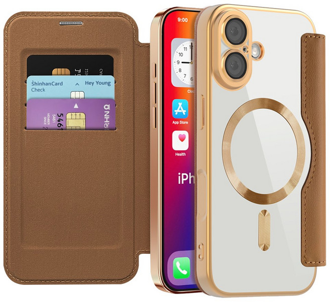 아이폰 17 프로/맥스/에어 호환 맥세이프 카드수납 가죽 지갑형 휴대폰 케이스 렌즈 완전보호