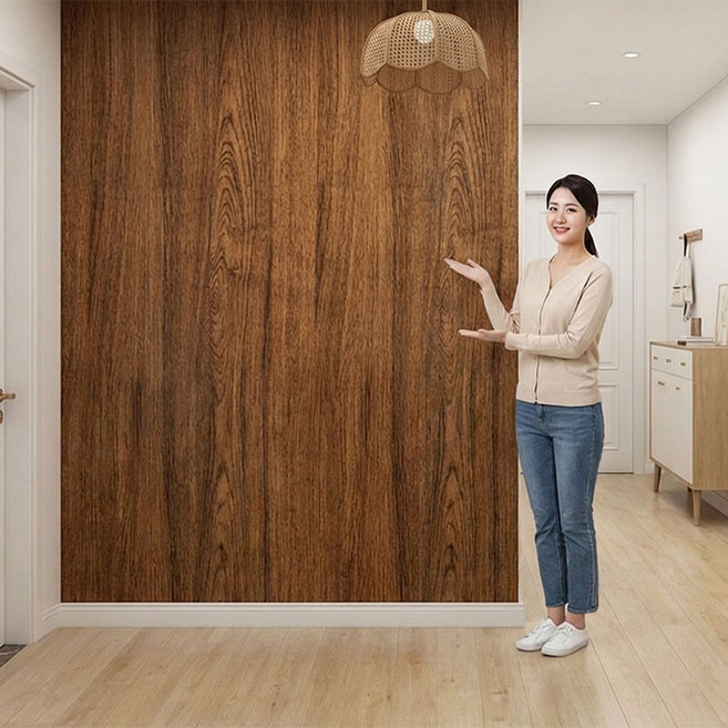 BIKASU 친환경 리폼전용 인테리어 템바보드 점착형 곰팡이방지 벽지, 브라운