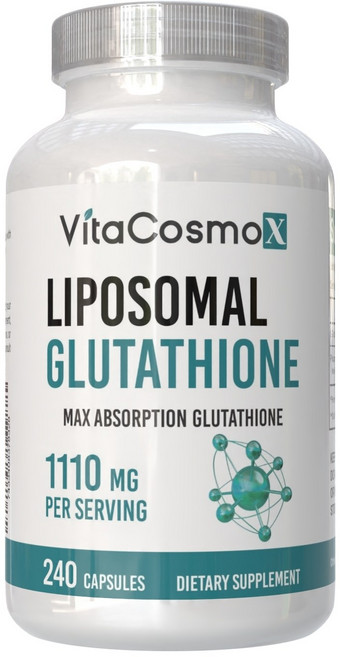 VitaCosmoX 리포소말 글루타치온 1100mg 120 베지 캡슐 Glutathione 1100 mg Veg Capsules, 1개, 240정