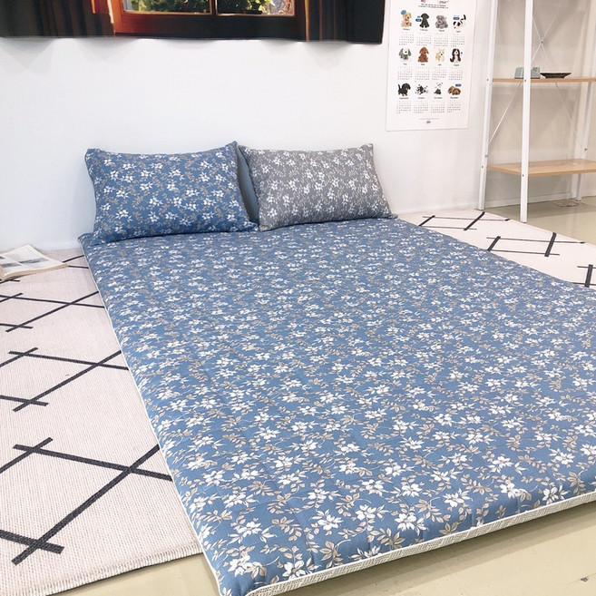 100% 국내생산 사계절 누빔 요매트(플로라)+솜포함, 플로라 네이비