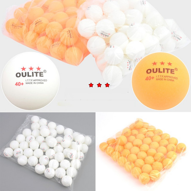 넨이룸 대용량 ABS 탁구공 50개입 연습용 탁구공 3성 탁구공 탁구장 공 칼라 연습구, 주황색 3성 (40mm), 1세트
