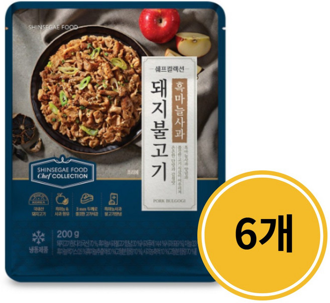 신세계 쉐프컬렉션 흑마늘 돼지불고기, 6개, 200g