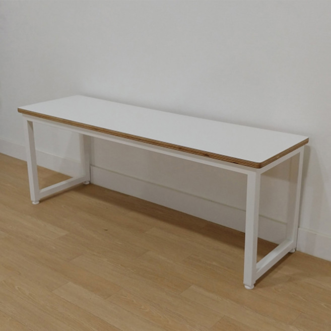 푸른숲가구 자작원목 화이트hpm 식탁벤치 아일랜드 빠 벤치 높은 식탁 의자, 800x350, 아일랜드빠의자높이580mm, 블랙다리