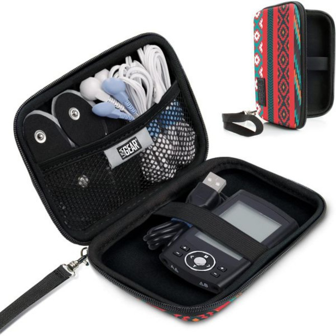 가정용 마사지 고자극 벨리푸 하이다우 AUVON 2 출력 장치와 호환되 TENS 유닛 자극기용 USA GEAR 소형 여행용 케이스 패드 케이블용 스크래치 방지 내부(케이스 전용, Southwest
