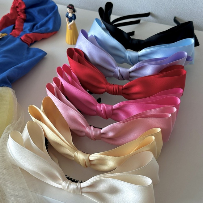 [모닝하트] 핸드메이드 백설공주 머리띠 유아동 초등 왕리본 미끄럼방지