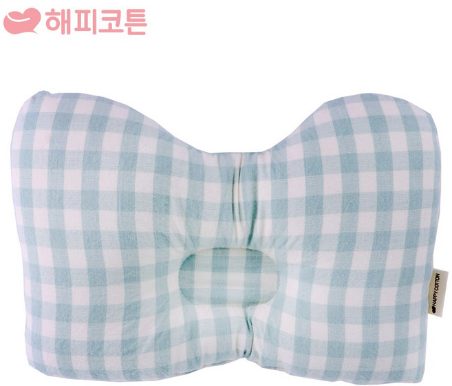 해피코튼 수유베개 수유쿠션 수유팔베개, 수유베개(워싱면)-파스텔체크 민트