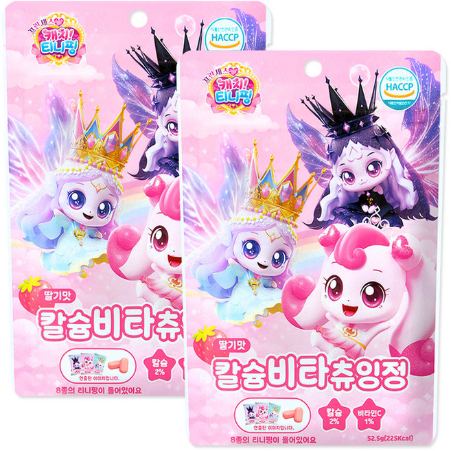 프린세스 캐치티니핑 칼슘비타 츄잉정 딸기맛, 60정, 52.5g, 2개