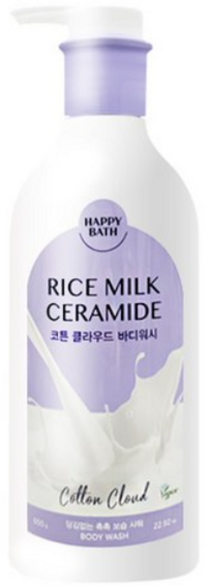 해피바스 라이스 밀크 세라마이드 바디워시 코튼 클라우드향, 650g, 1개