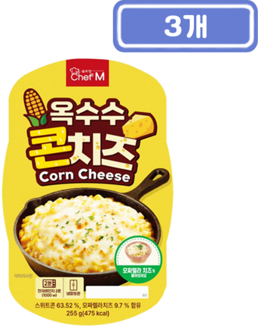 쉐프엠 옥수수 콘치즈, 3개, 255g