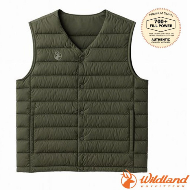 荒野 WildLand 男 700FP輕量V領羽絨背心 0B32176