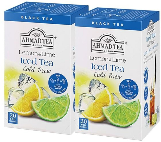 아머드 티 수출 홍차 레몬 & 라임 티백 20봉×2개 세트 쉬운 5분 개인 포장 콜드브루 AHMAD TEA, 1개, 1개입, 1g