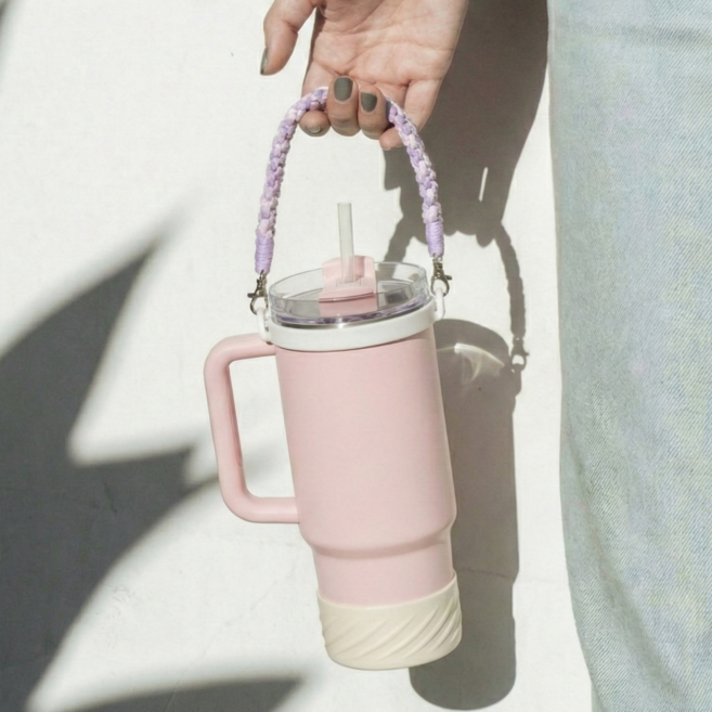 오디너리아틀리에 반짝 텀블러 스트랩 끈 홀더 패키지, 1세트, 퍼플