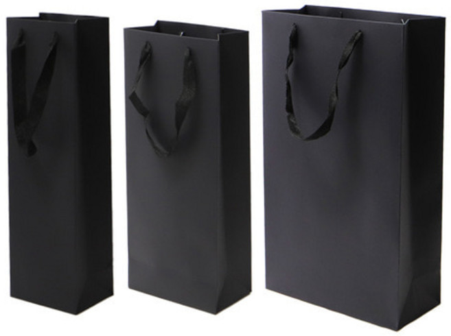블랙 무지 와인 쇼핑백 종이가방 1EA