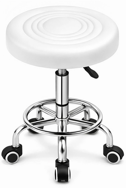 라온프리 미용 원형 이동식 바퀴의자, 1개, 화이트