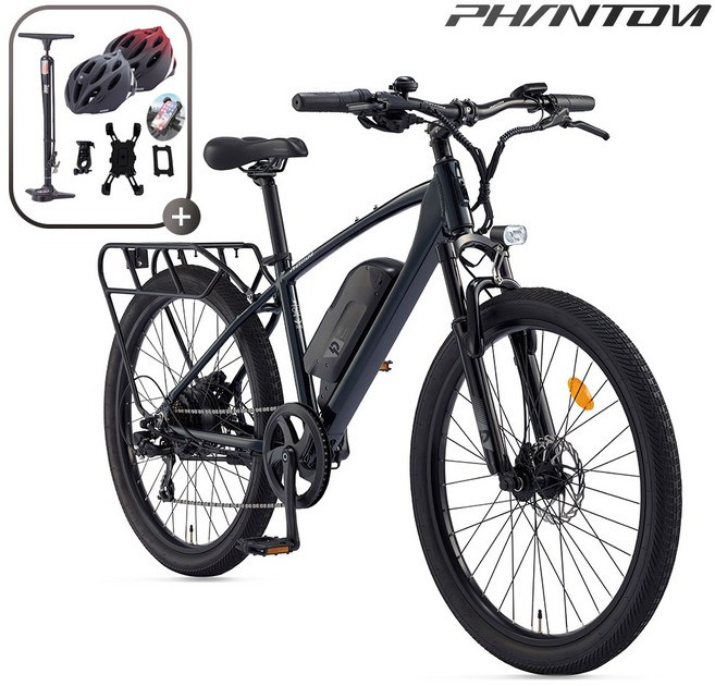 삼천리 2026 26 팬텀 HX 전기자전거 E-MTB 산악 일상 레저 파스스로틀 겸용, 다크 그린 블랙, 알루미늄