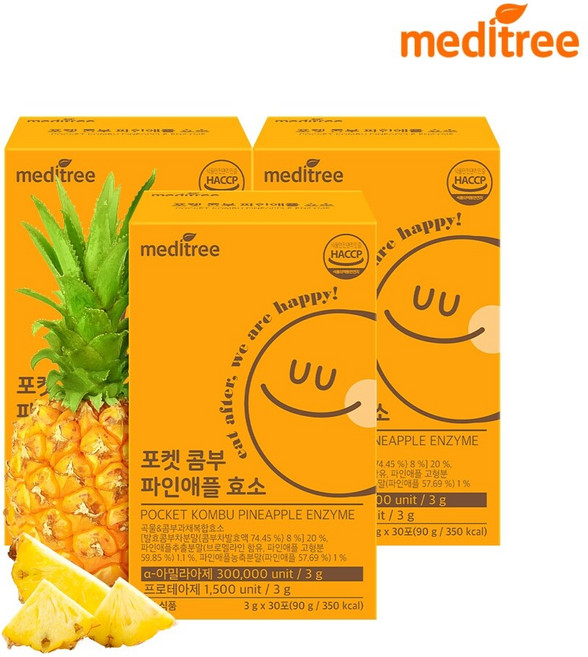 포켓 콤부 파인애플 효소 3박스 브로멜라인, 90g
