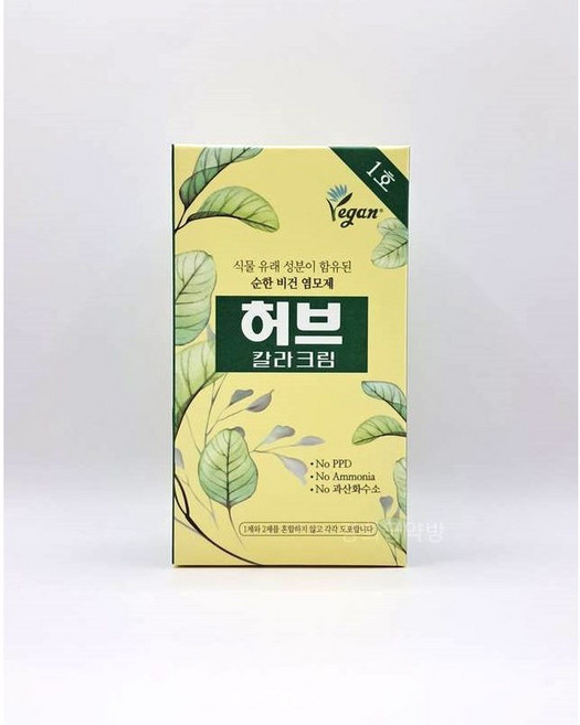 동성제약 허브 칼라크림 1호 (진한흑색) PPD 암모니아 과산화수소 없는 순한염색, 1개