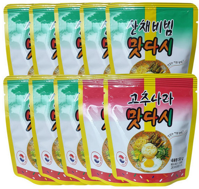 맛다시(90g) 10개 (고추나라2개 산채비빔8개) 양념장