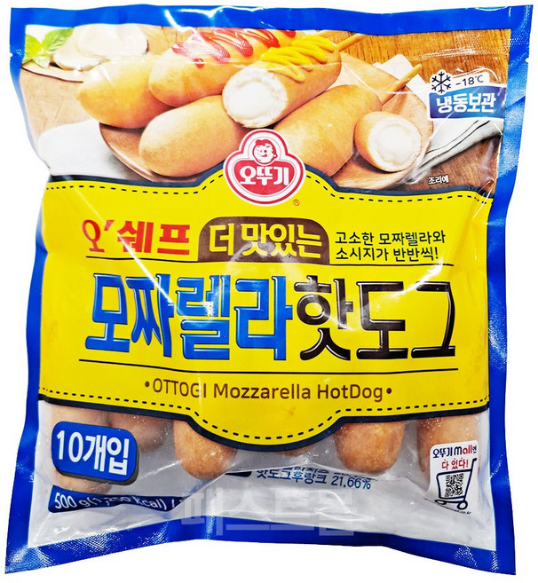 원하프오쉐프모짜렐라핫도그 500G/오뚜기, 500g, 1개