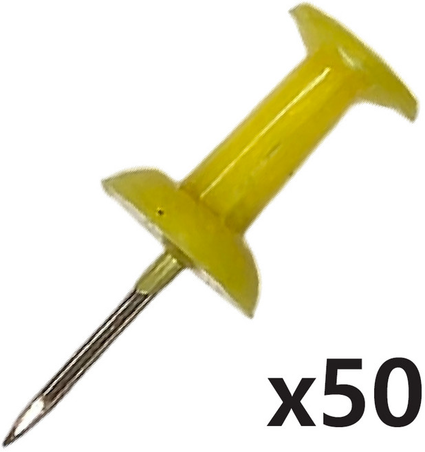 바이트 컬러 압정핀, 노랑, 1통, 50개입