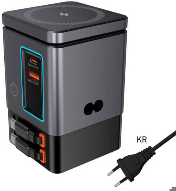 접이식 USB-C 케이블이 포함된 6-in-1 충전 스테이션 다중 장치용 전원 콤보 타워 105W iPhone Airpod용 고속 충전기, [01] Korean Plug