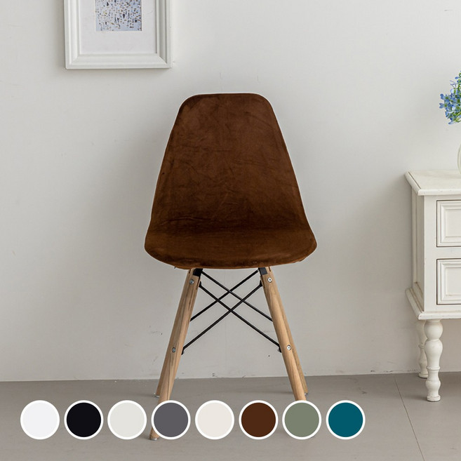 커버무드 고탄력 벨벳 에펠 의자 커버 2p, 1개, 브라운