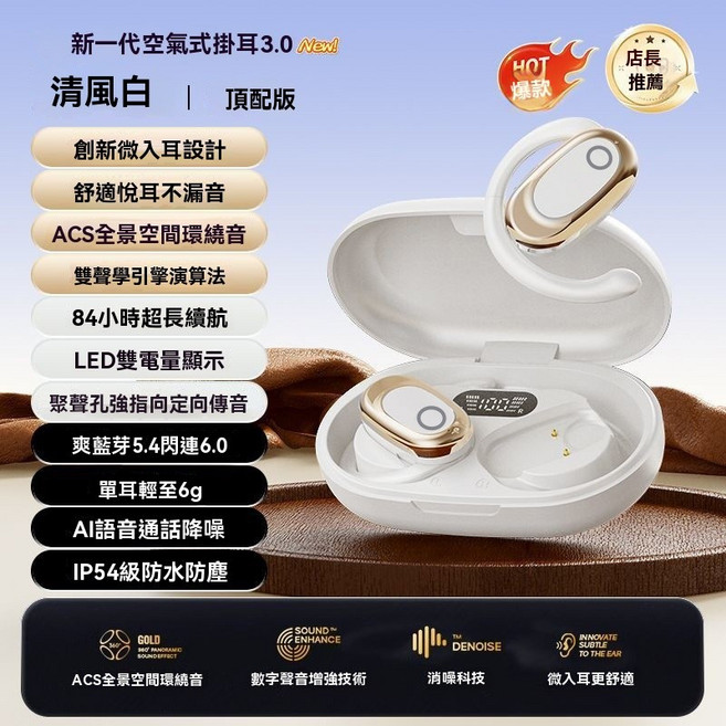 Lucky TWS藍牙耳機 智能降噪 可旋轉 長續航 無線 蘋果安卓通用, 白色