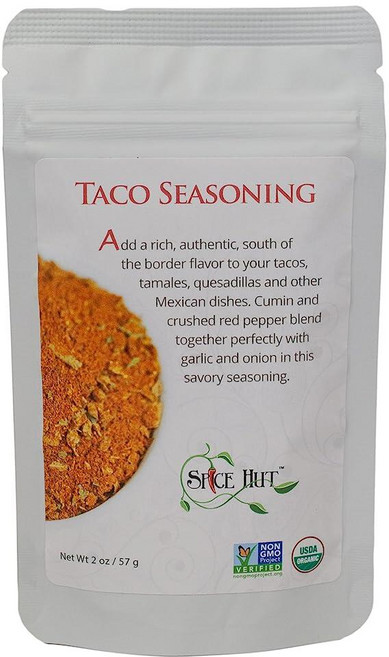 Spice Hut의 유기농 타코 시즈닝 믹스 소금 프리 정통 사우스웨스턴 시즈닝 맛있는 카르네 아사다 쇠고기 카르니타스 타코 부리또 / 에스페시아스 오르가니카스 파, Spice Hut의 유기농 타코 시즈닝 믹스, 소금 프, 57g, 1