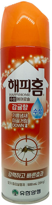유한양행 해피홈 에어로솔 모기.파리살충제 감귤향, 500ml, 1개