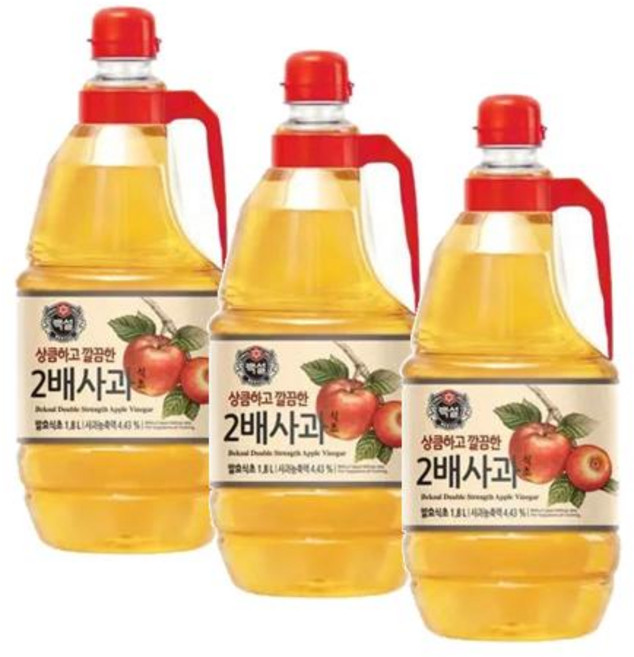 백설 2배 사과식초, 1.8L, 3개