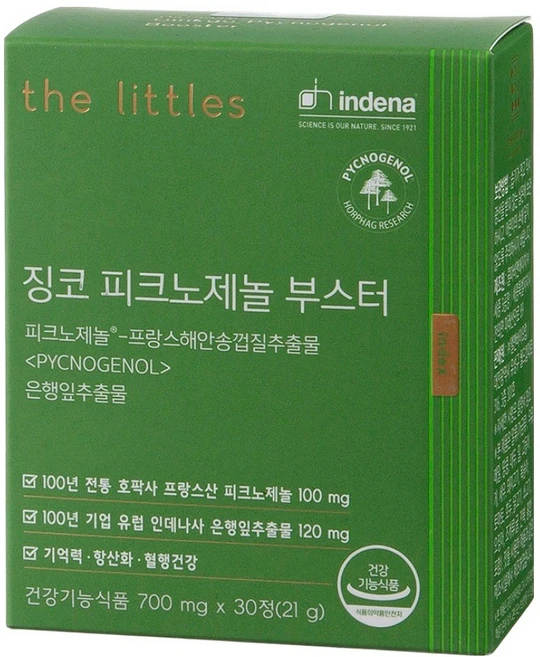 더리틀스 징코 피크노제놀 부스터 21g, 30정, 1개 - 쿠팡