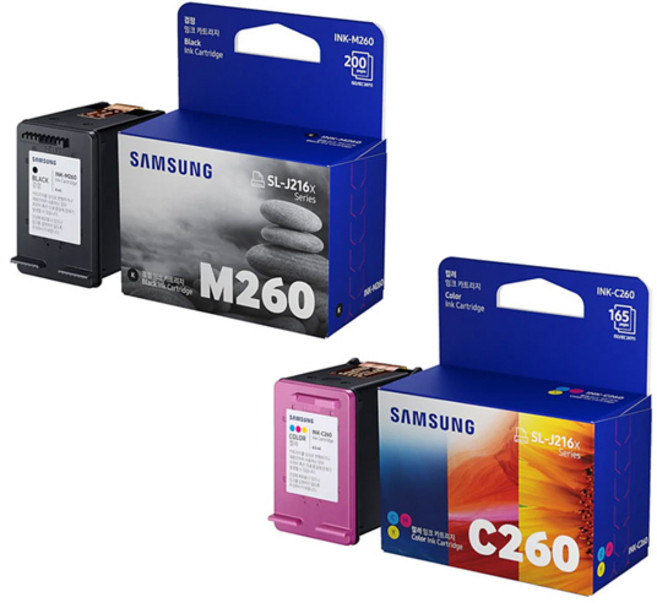 삼성 SL J2165W 정품잉크 INK-NK-M260+C260 검정+칼라3색, 1세트, 검정+칼라