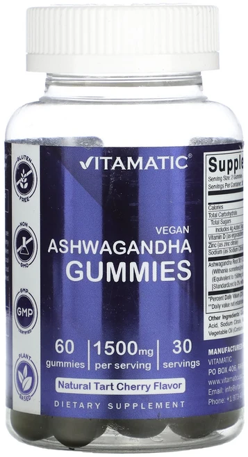 특별한효과 Vitamatic 비건 아슈와간다 천연 타트체리 구미젤리 60개 곧일시품절됩니다, Vitamatic비건아슈와간다천연타트체리구미젤리60개 - 쿠팡