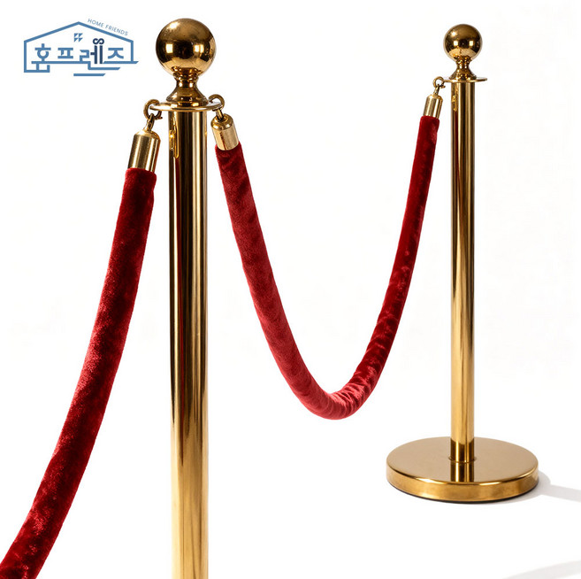 홈프렌즈 체인형 차단봉 안전봉 가이드라인 바리게이트, 1.5m 골드봉용 체인 벨벳 레드 (차단봉 미포함), 1개