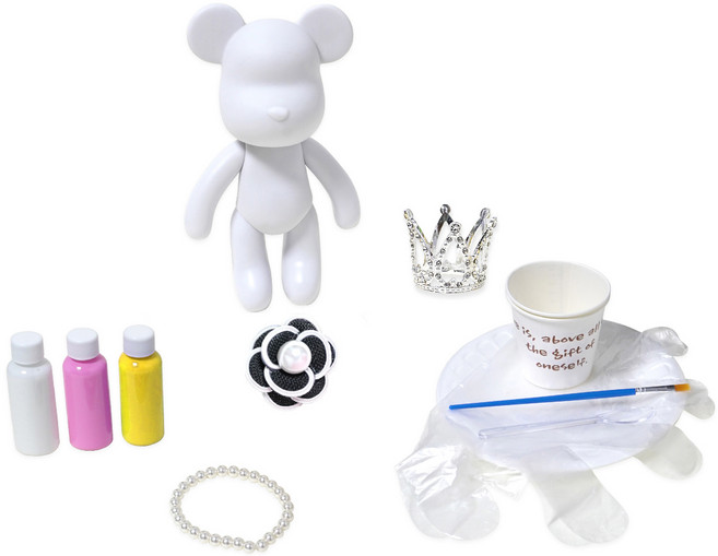 푸어링 아트 - 달곰이 세트 / 플루이드 버니 래빗 베어 브릭 마블링 물감 붓기 미술 치료 취미 DIY 키트 아크릴 놀이 피규어 집들이 선물 집콕